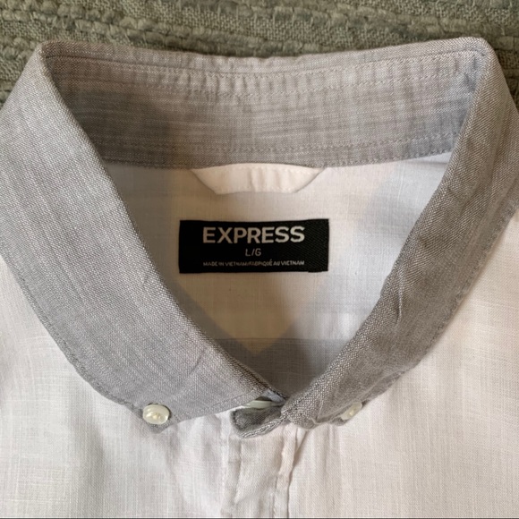 EXPRESS Collar contrast Long Sleeve Button Down - Picture 4 of 8